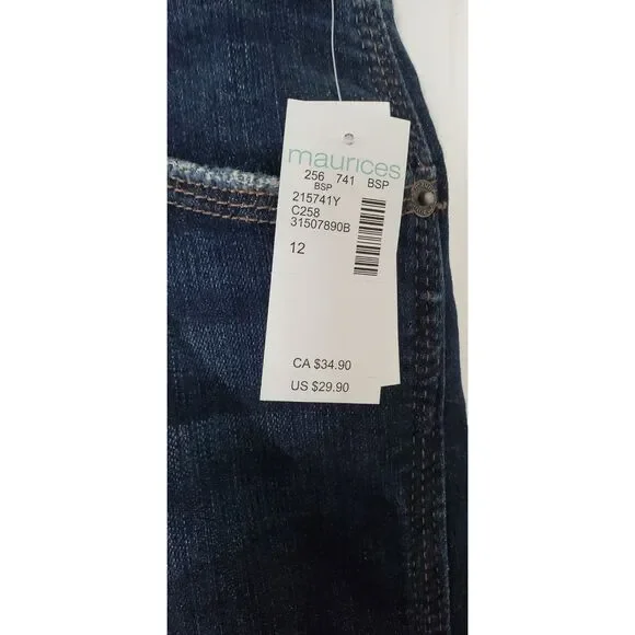m jeans by Maurcies Size 12 Orginal Fit, Mid Rise, Bermuda, Dark Blue - Picture 2 of 4